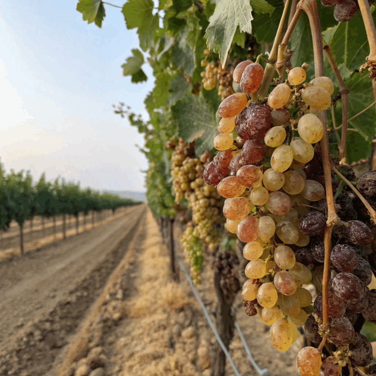 Raisins de diff&eacute;rentes vari&eacute;t&eacute;s sur le vignoble